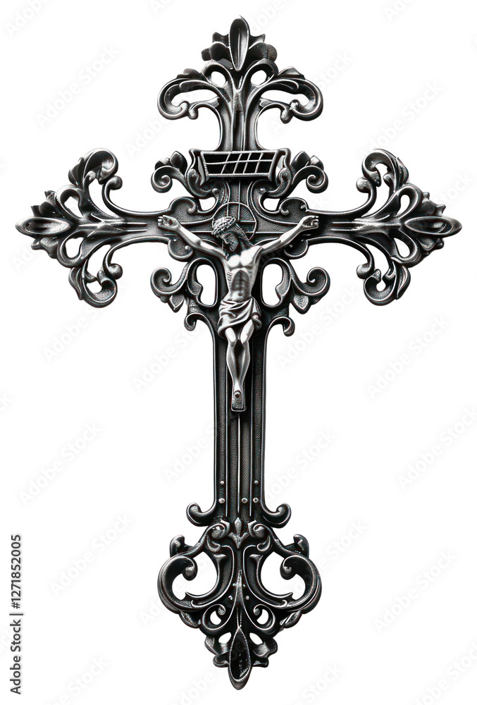 PNG Metal cross crucifix symbol decorative.