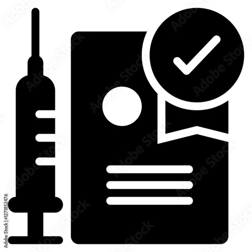 certificate vaccine healthcare syringe medical pharmacy solid glyph icon