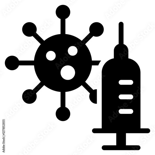 virus syringe vaccine injection solid glyph icon