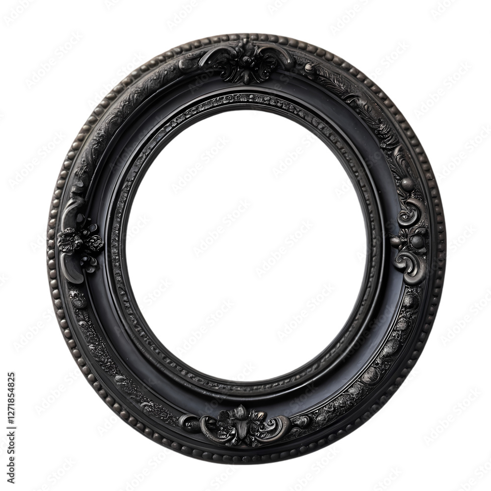 Black Oval Ornate Picture Frame isolated on transparent background Black Oval Ornate Picture Frame isolated on transparent background