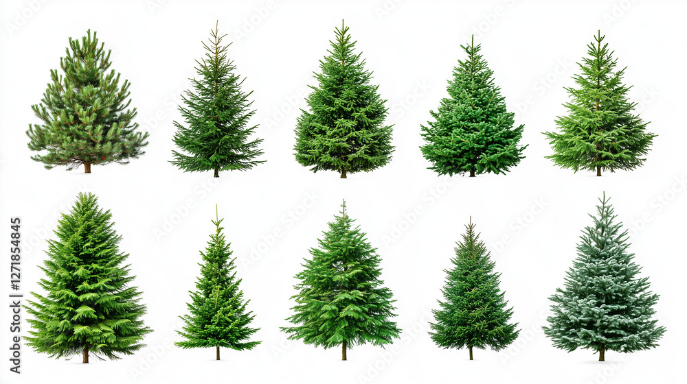 Obraz premium set of christmas trees isolated on white background