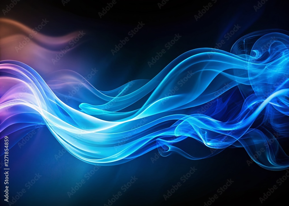 Naklejka premium Ethereal Blue Smoke Waves: Abstract Flowing Gradient Background