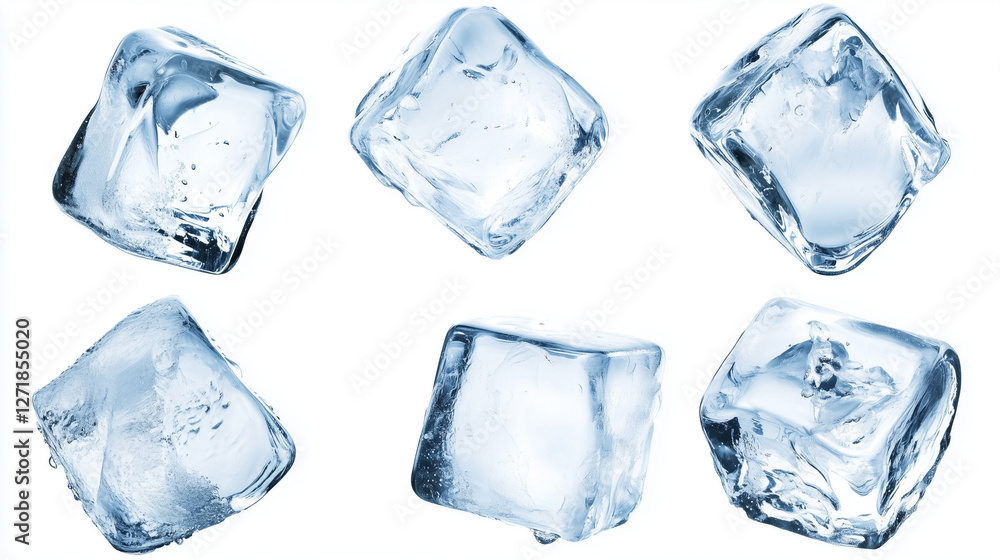 set of ice cubes isolated on white background set of ice cubes isolated on white background