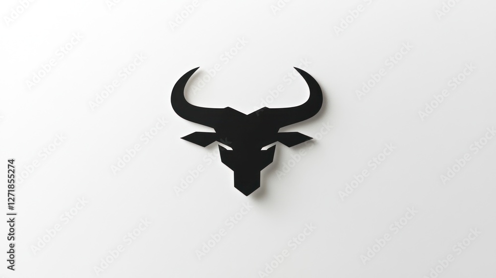 Fototapeta premium Abstract bull's head graphic, modern design, minimalist background, poster print