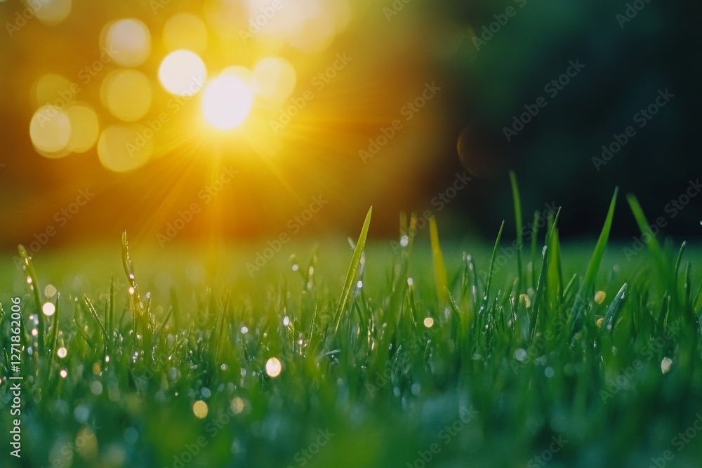 Obraz premium Beautiful grass and raindrops on it. 