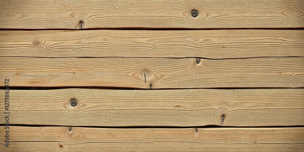 Fototapeta premium Distressed wooden wall with exposed nails, textured surface, exposed nails, peeling paint