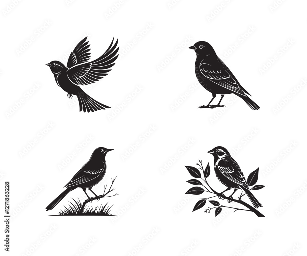 Obraz premium Bird Silhouette Vector Sets