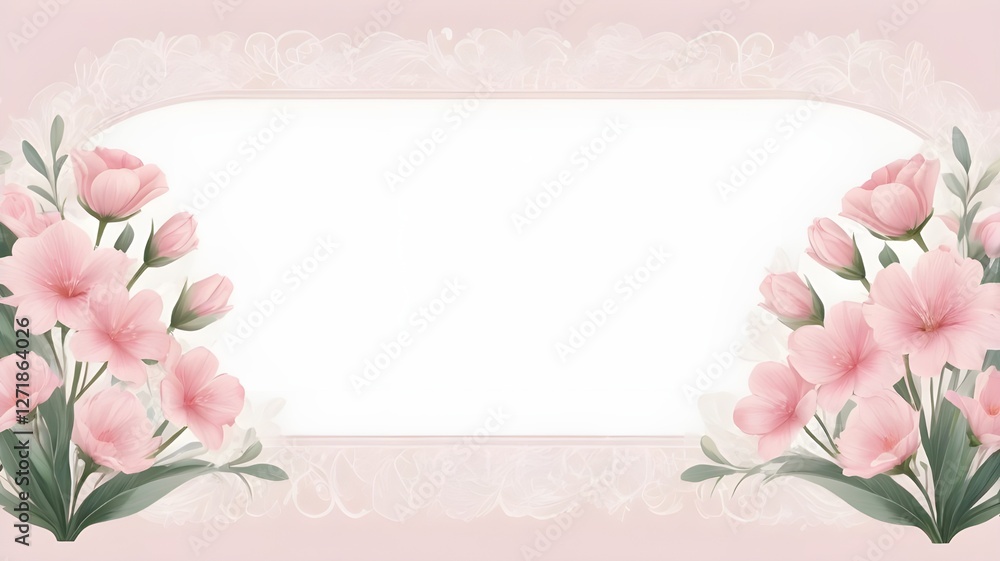 AI GENERATE, white background and soft pink leaves in the corner, propose for background use. AI GENERATE, white background and soft pink leaves in the corner, propose for background use.