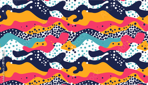 Vector seamless camouflage pattern, abstract colorful polka dots background, artistic trendy wallpaper, stylish textile design, fashion print, contemporary decor, unique graphic