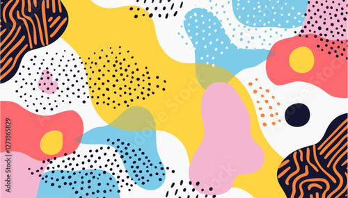 Abstract vector pattern, Memphis geometric texture, modern art splash design, colorful paint shape, trendy background, vibrant geometric texture, bright pattern, artistic texture