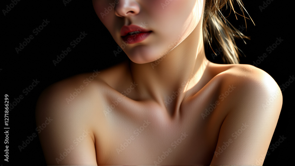 Portrait of a beautiful woman on an isolated dark background Portrait of a beautiful woman on an isolated dark background