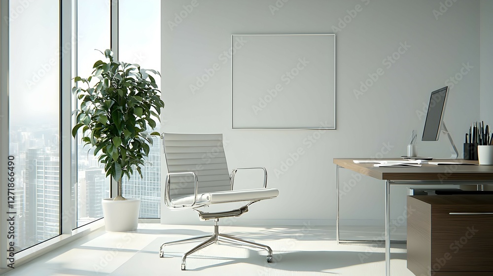 Modern Minimalist Office with City View Modern Minimalist Office with City View