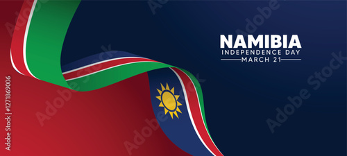 Namibia Independence Day 21 March flag ribbon vector poster