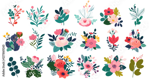 Wallpaper Mural Beautiful flower collection, romantic roses, floral bouquets, rose leaves, flower compositions, nature blossoms, elegant flowers, floral arrangements, vintage flowers, botanical design Torontodigital.ca