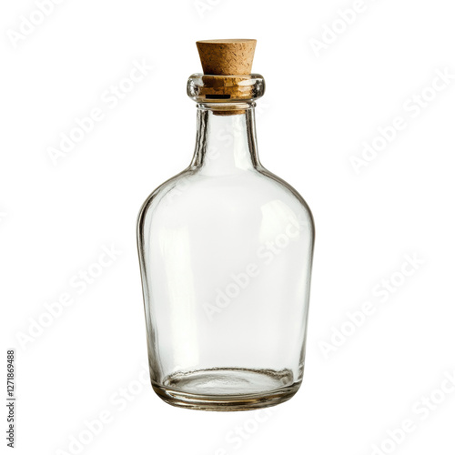 Wallpaper Mural Elegant Clear Glass Bottle with Cork Stopper on white background Torontodigital.ca