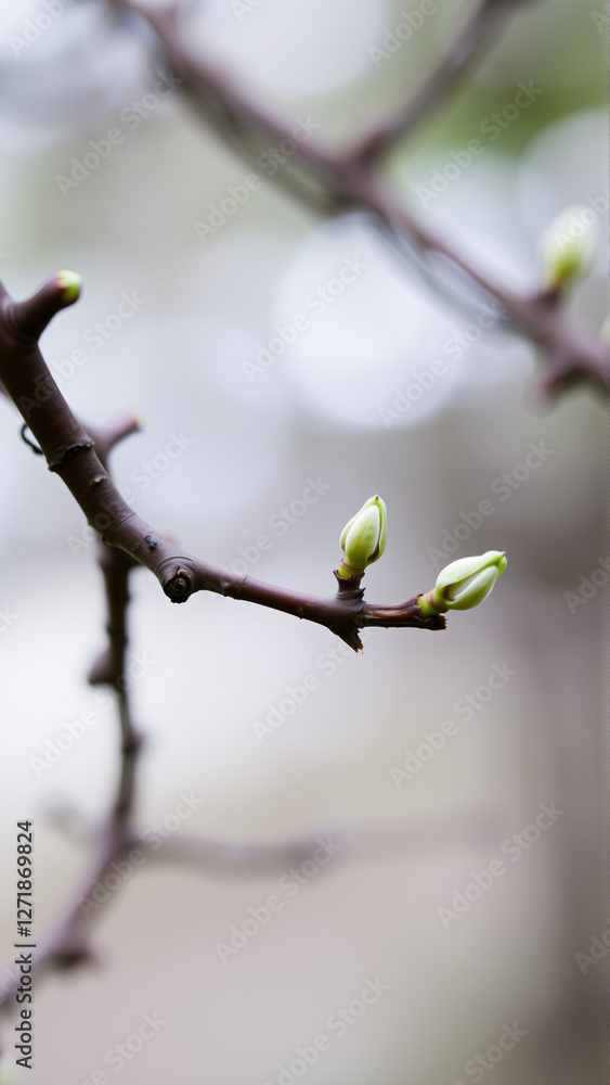 Buds on a tree in spring, blurred background Buds on a tree in spring, blurred background