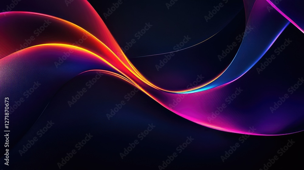 Obraz premium An abstract background with a futuristic feel, combining neon colors and glowing lines against a dark backdrop, creating a high-tech and modern aesthetic.