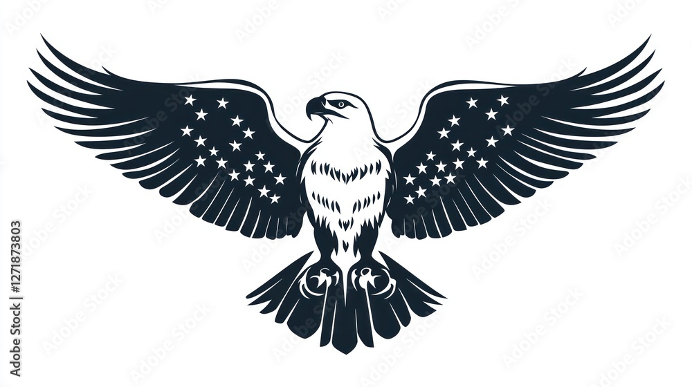 Obraz premium Soaring eagle, patriotic design, emblem for freedom, graphic for print