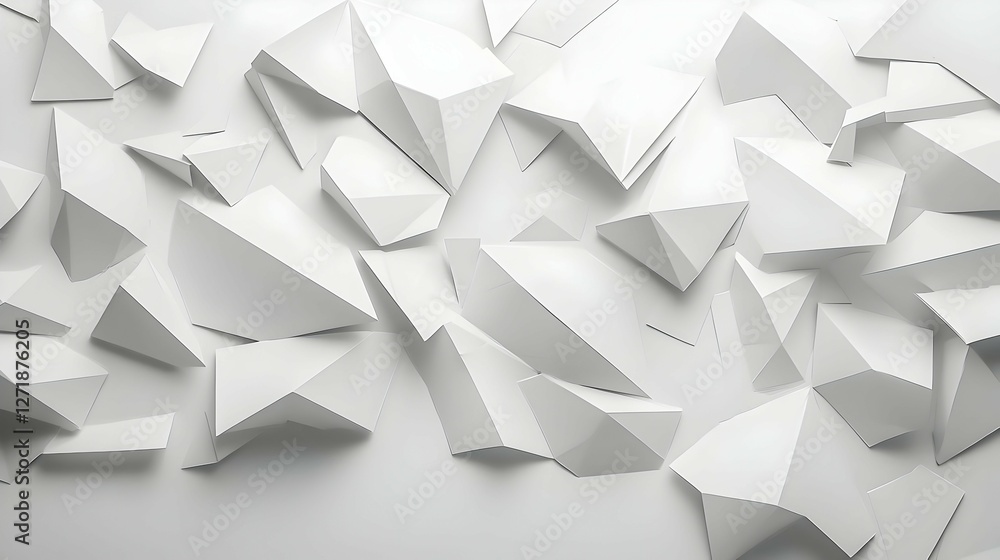 Abstract White Geometric Crystalline Shapes Background Abstract White Geometric Crystalline Shapes Background