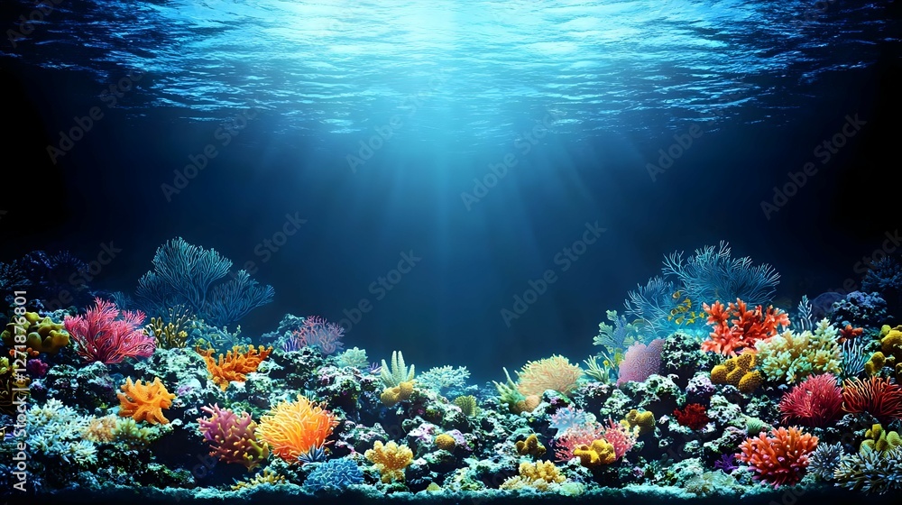 Naklejka premium Vibrant Coral Reef Underwater Scene