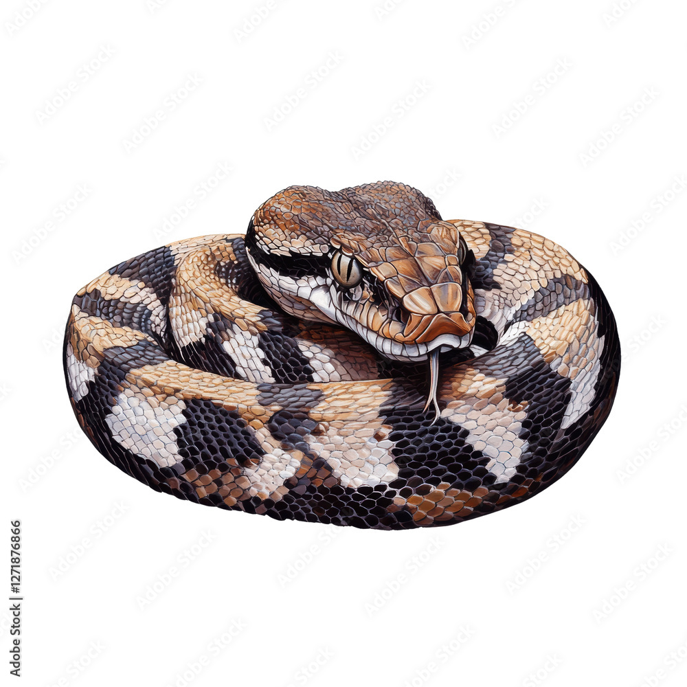 Majestic Python Coiled in Natural Elegance on a white background. Majestic Python Coiled in Natural Elegance on a white background.