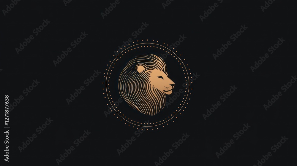 Fototapeta premium Abstract lion head emblem, dark background, design element