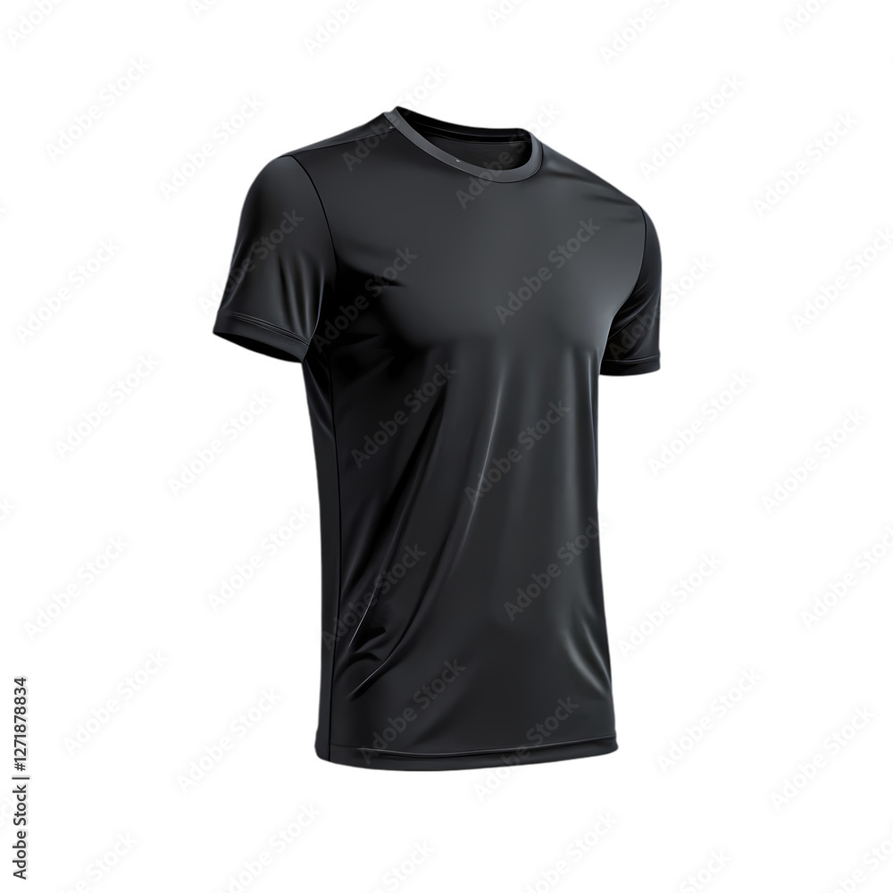 Black Short Sleeve Performance T-Shirt isolated on transparent background Black Short Sleeve Performance T-Shirt isolated on transparent background
