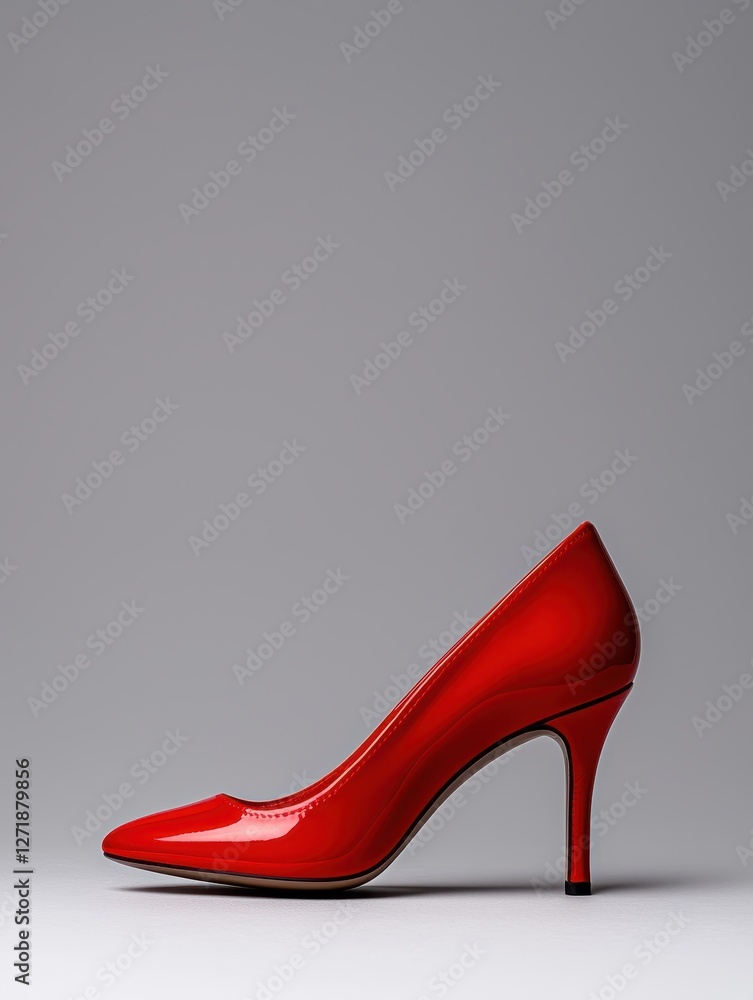 Elegant red high heel shoe, perfect for any stylish outfit, showcasing fashion and glamour. Elegant red high heel shoe, perfect for any stylish outfit, showcasing fashion and glamour.
