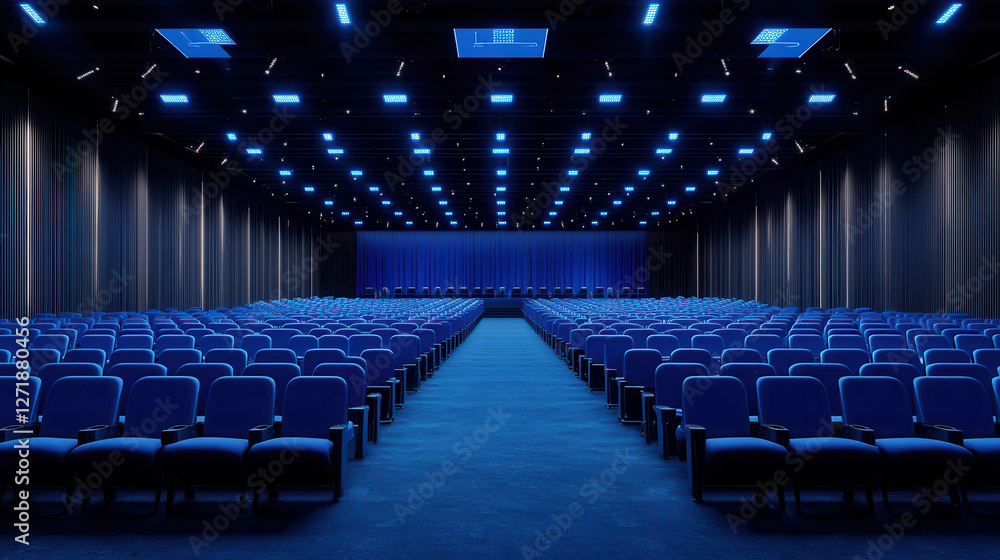 Fototapeta premium High tech conference auditorium with futuristic lighting for global summit events
