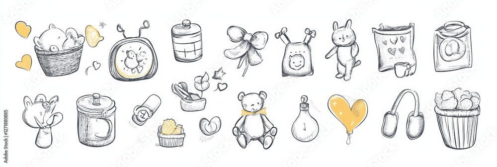 Illustrations of cute characters and objects in a playful and minimalist style featuring soft colors and charming details. Generative AI Illustrations of cute characters and objects in a playful and minimalist style featuring soft colors and charming details. Generative AI