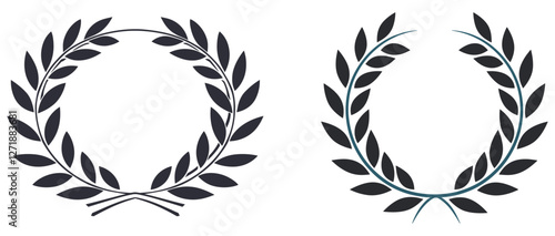 Vector illustration Laurel wreath symbol, victory, power, flat icon, apps, websites, award emblem, achievement, success, olive branch, competition, triumph, icon design