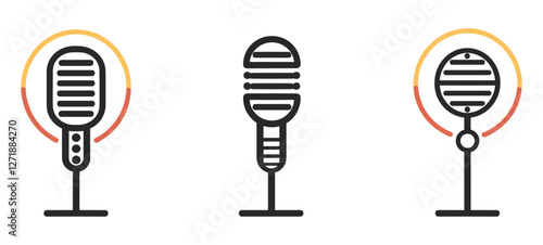 Vector microphone icon, web icons, mobile icons, microphone symbol, web and mobile app icons, audio, sound, symbol for mobile, media, communication, user interface