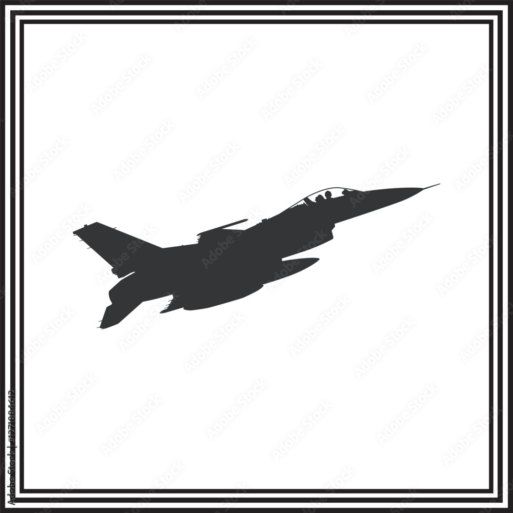 Powerful Silhouette of a Fighter Jet in Flight Powerful Silhouette of a Fighter Jet in Flight