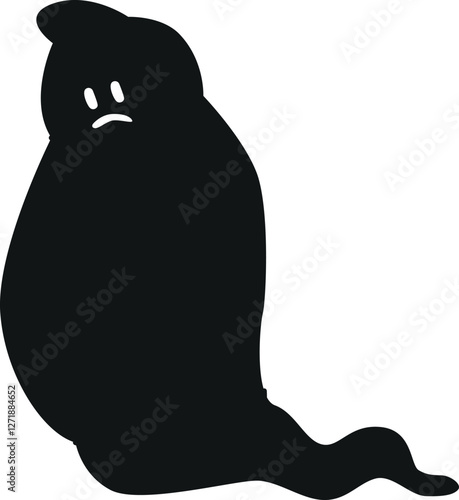 Sad boogeyman black silhouette vector illustration