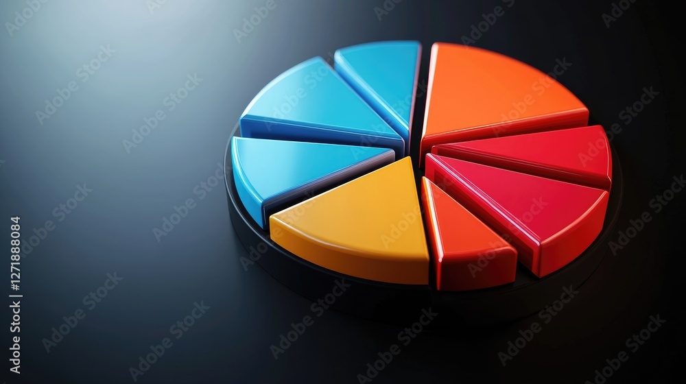 Obraz premium A visually striking image of a D pie chart with segments popping out and a sleek, professional design, perfect for reports, presentations, or data analysis.