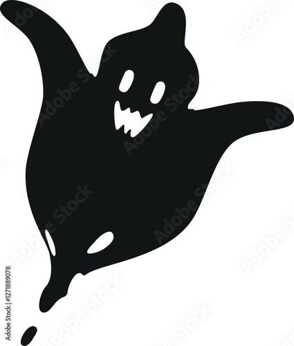 Creepy black ghost vector illustration