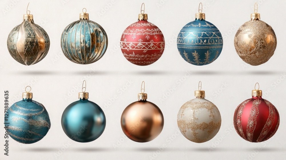 Various Christmas ornaments on a transparent or white background, PNG -- Various Christmas ornaments on a transparent or white background, PNG --