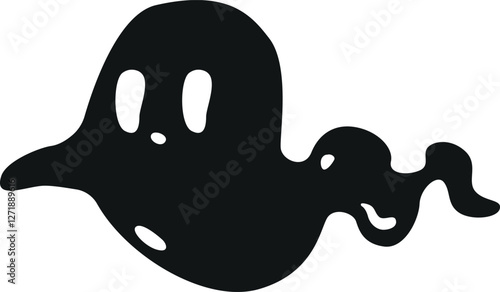 Funny ghost black silhouette vector illustration