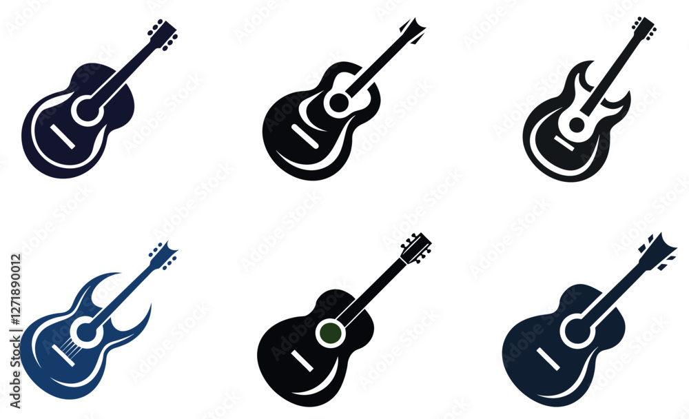 Simple Vector Illustration of Various Guitar design Simple Vector Illustration of Various Guitar design