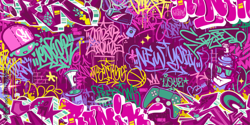 Cool Abstract Colorful Urban Street Art Graffiti Style Vector Illustration Background Template