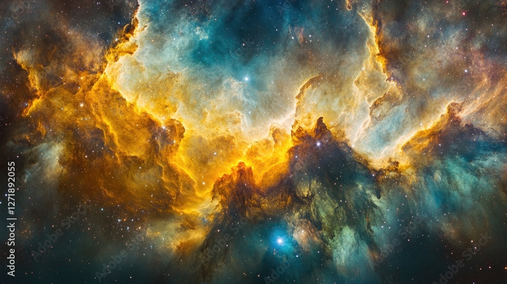 Fototapeta premium Colorful nebulae in deep space, vibrant cosmic clouds, stunning celestial display