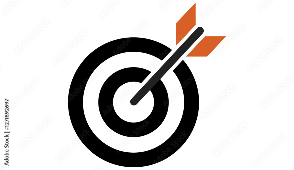 Target symbol with arrow, vector illustration, isolated target icon, aim symbol, bullseye icon, white background target, arrow icon, focus icon, precision symbol, target logo Target symbol with arrow, vector illustration, isolated target icon, aim symbol, bullseye icon, white background target, arrow icon, focus icon, precision symbol, target logo