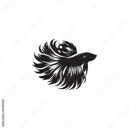 Vector silhouette Betta fish logo art