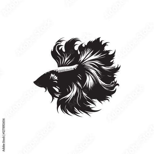 Vector silhouette Betta fish logo art