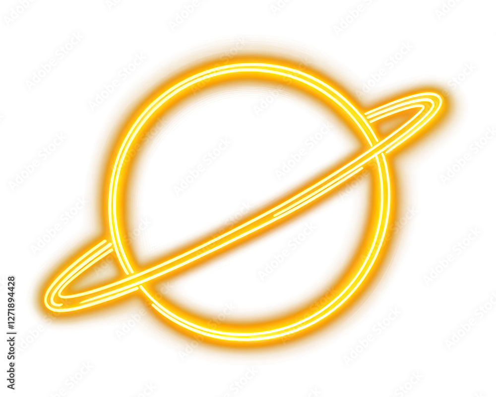 Fototapeta premium PNG Planet icon neon futuristic astronomy.