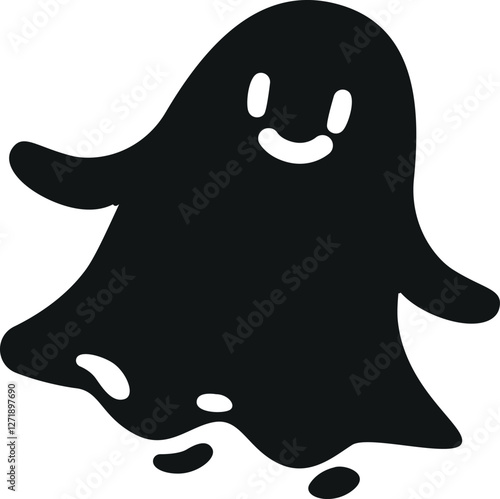 Cute monochrome ghost apparition vector illustration