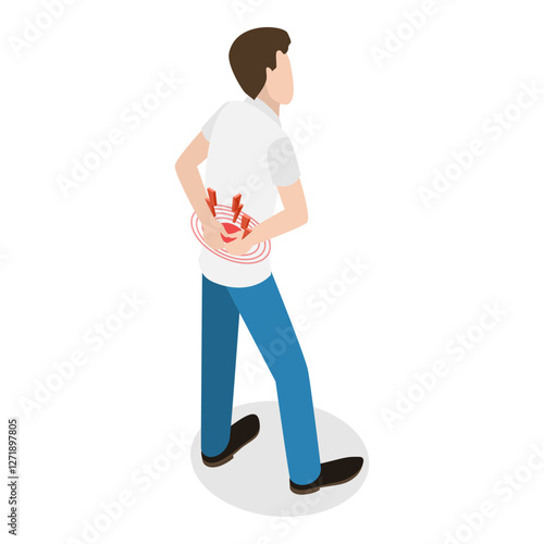 3D Isometric Flat Vector Set of Body Pain, Chronic Ache, Joint Inflammation, Headache. Item 1
