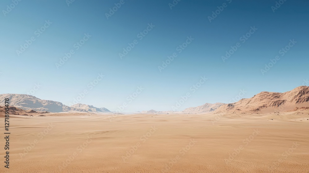 Expansive Desert Landscape Under a Clear Blue Sky Expansive Desert Landscape Under a Clear Blue Sky