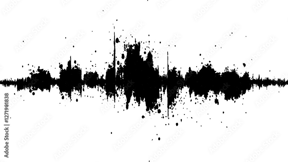 Obraz premium Black and white sound wave with a white background. Vector brush grunge texture Rough Black Scratches splatter grunge distressed background.