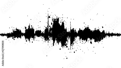  Black and white sound wave with a white background. Vector brush grunge texture Rough Black Scratches splatter grunge distressed background.